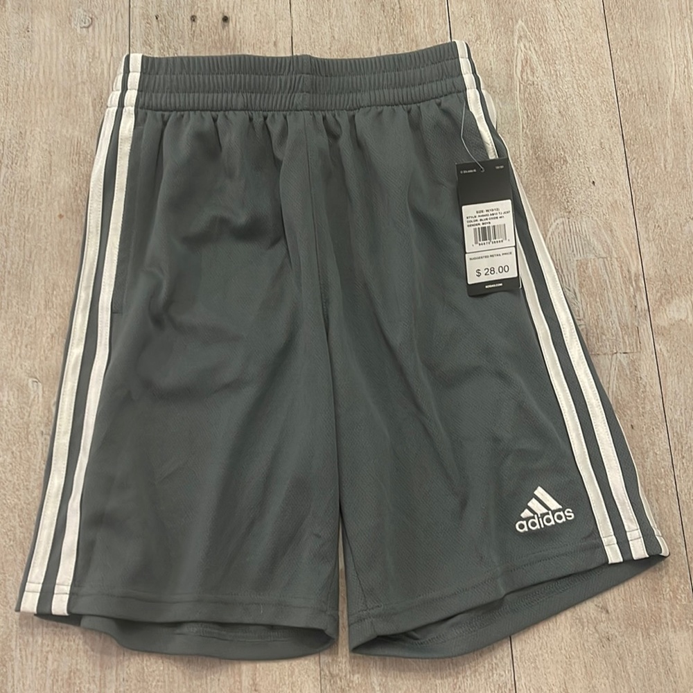 Boys gray adidas gym shorts size YMD NWT